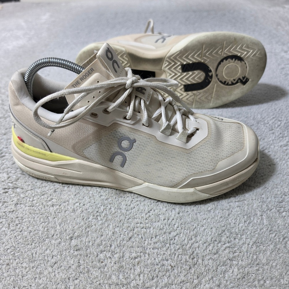 On THE ROGER Pro Tennis Shoes Women 10.5 Ivory Lime Performance Sneakers